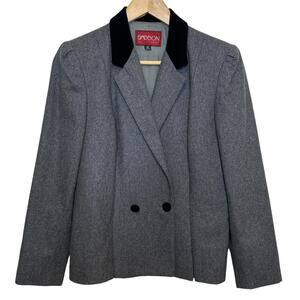 Vintage 1990's Sasson Size 10 Tweed and Velvet Blazer Jacket